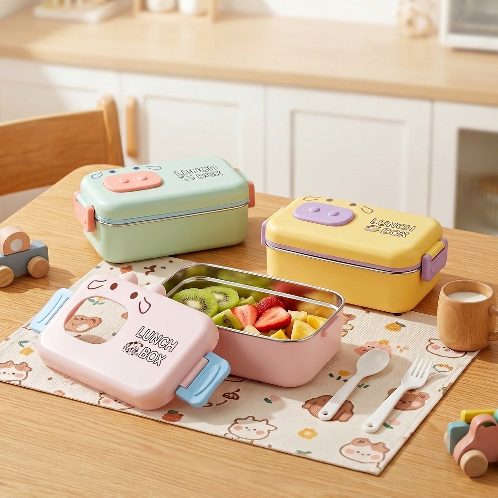 Food Or Snacks - 304 Edelstahl Bento-Box Auslaufsicher Unterteilt Kinder-Lunchbox