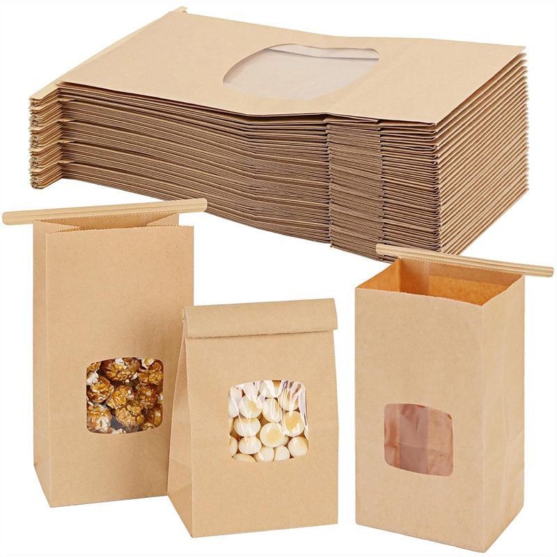 Food Or Snacks - 10 Stück Bäckereibeutel, Fensterversiegelung, Kraftpapiertüten für