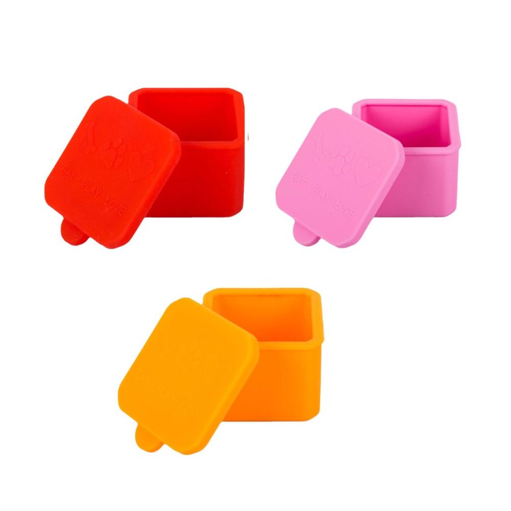 Food Snacks Distribution - 1/3 Stück wiederverwendbare Silikon-Lebensmittelverteilerkasten rot/rosa/lila/grün/orange/blau 2/4